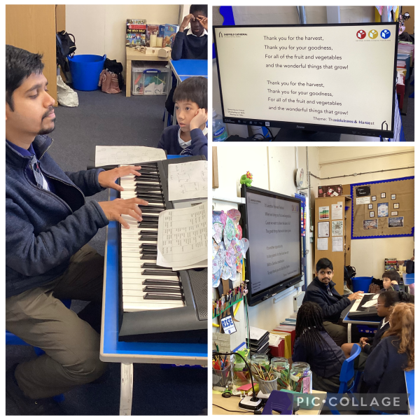 Y4 taking part in a singing lesson.